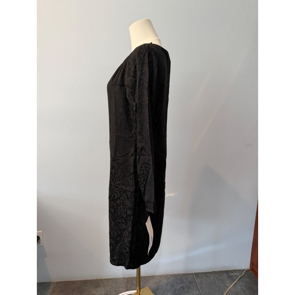 NEW Vintage Eileen West Silk Floral Button‎ Nightgown Pajama Sleep Black Size 10 - Picture 4 of 10